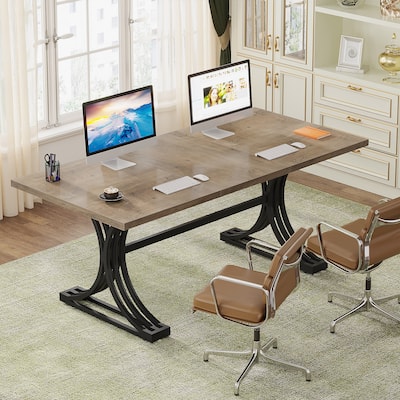 63'' Modern Executive Computer Desk with Trestles Legs, Large Writing Table for Home Office