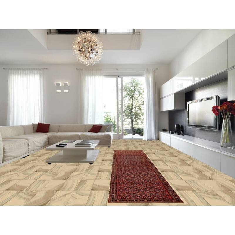 Hand Knotted Oriental 100% Wool Carpet Traditional All-Over Oranges & Rust Hossainabad Runner Rug - 16' 4'' X 3' 6''