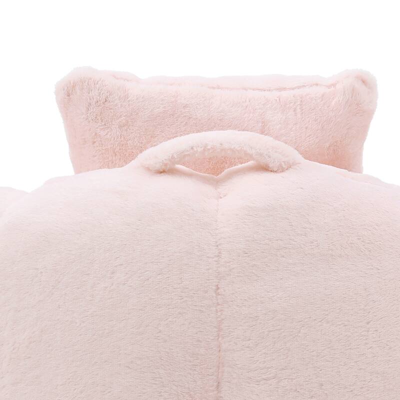 Faux Fur Shell-Shaped Medium Bean Bag Chair with Footstool