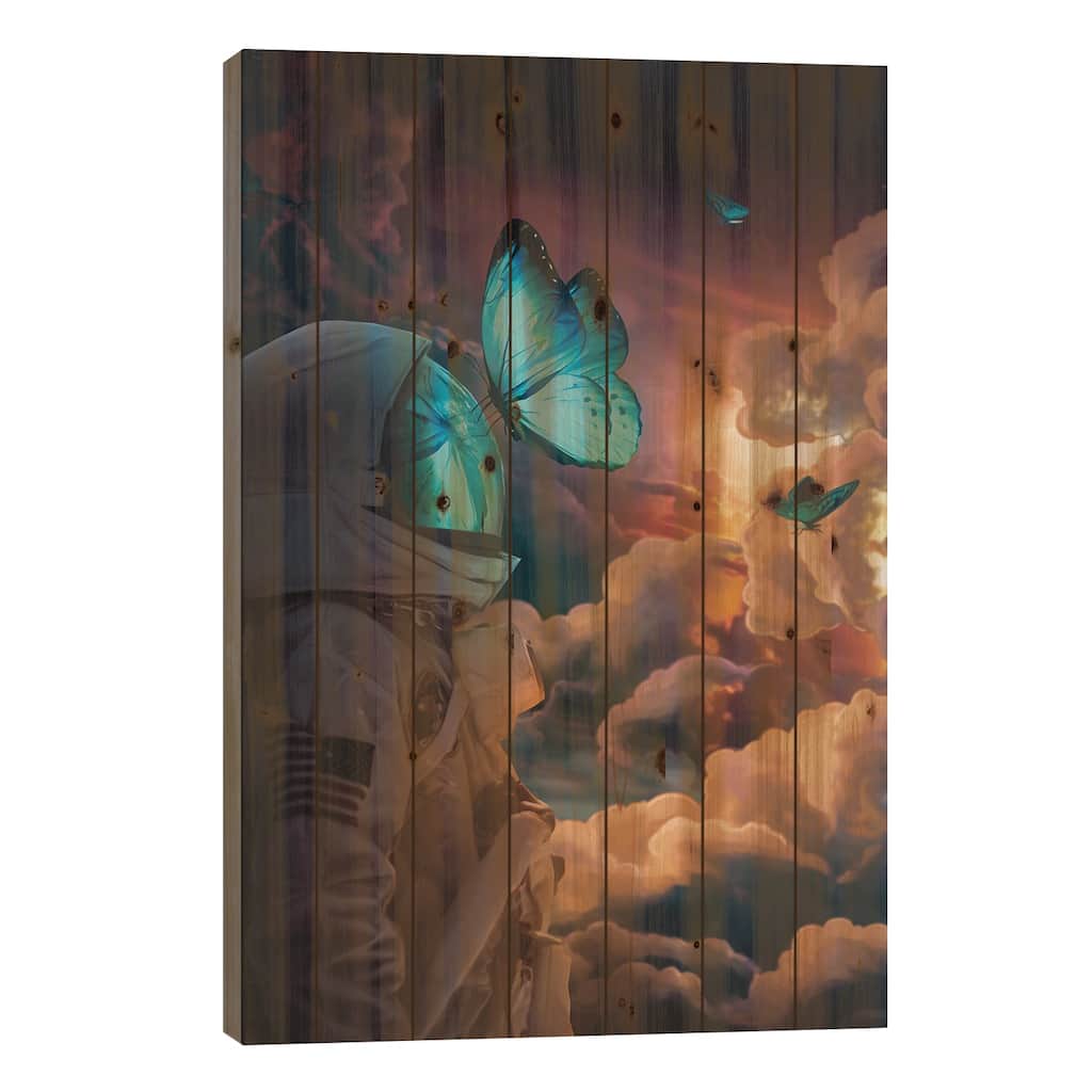 The Social Butterfly Print On Wood by Marischa Becker - Multi-Color