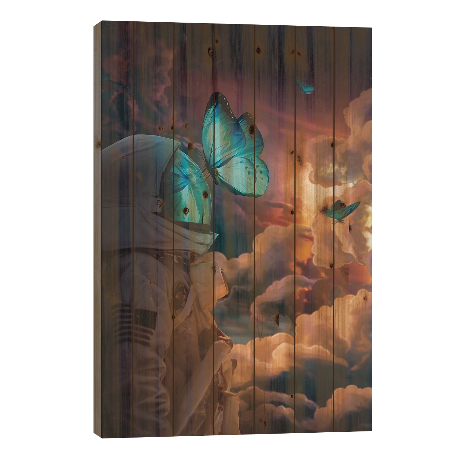 The Social Butterfly Print On Wood by Marischa Becker - Multi-Color