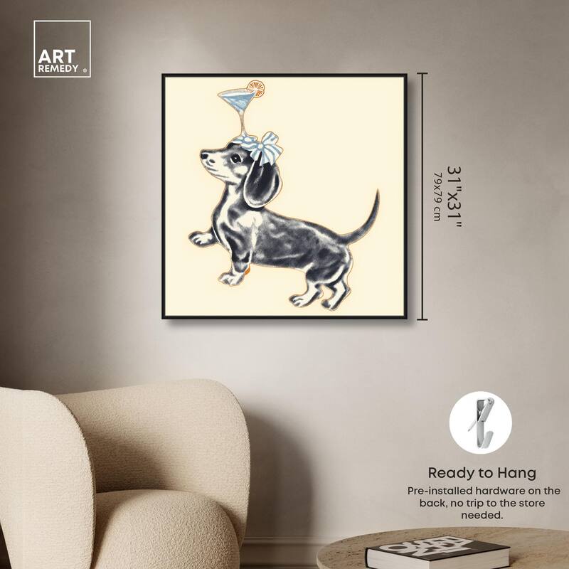 Martini Pup I Canvas by Art Remedy