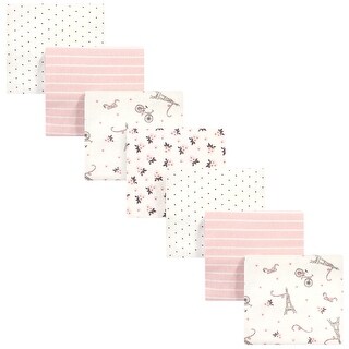 Hudson Baby Infant Girl Cotton Flannel Receiving Blankets Bundle, Paris, One Size - Paris - One Size