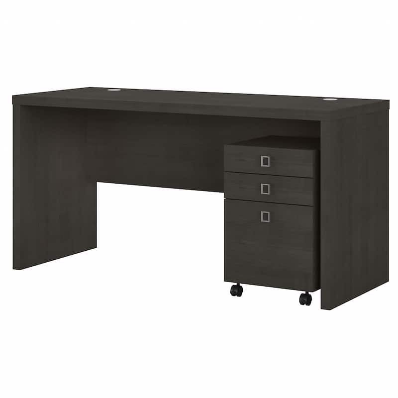 Echo Credenza Desk with Mobile File Cabinet by Bush Business Furniture