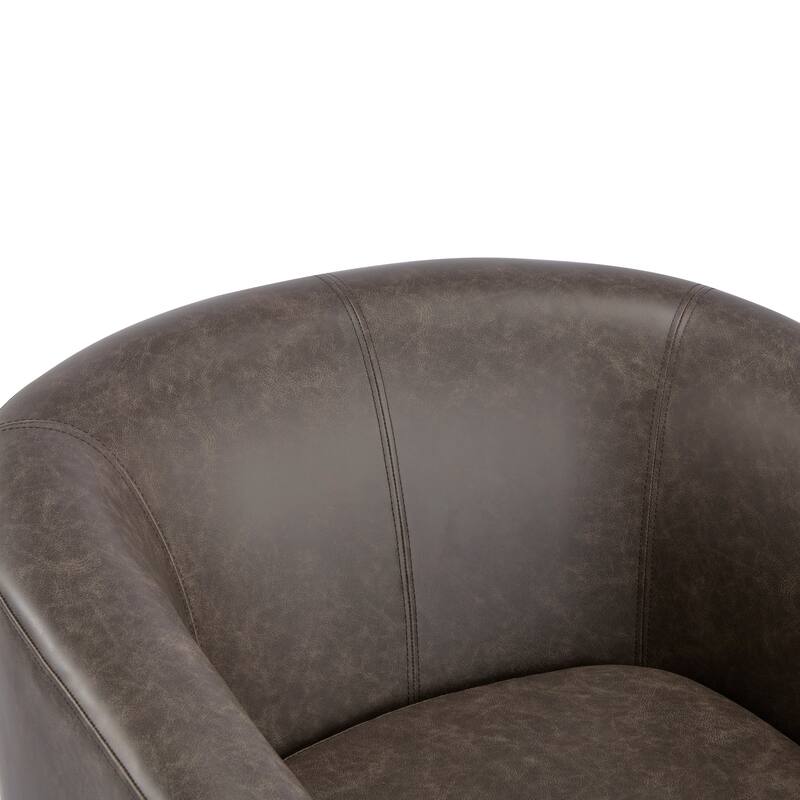 Roomfitters Wilmore Faux Leather Swivel Barrel Accent Chair, Modern 360-Degree Lounge Seating