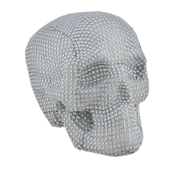 Scary Sparkling Rhinestone Glam Skull Statue - 6 X 7.5 X 6 inches