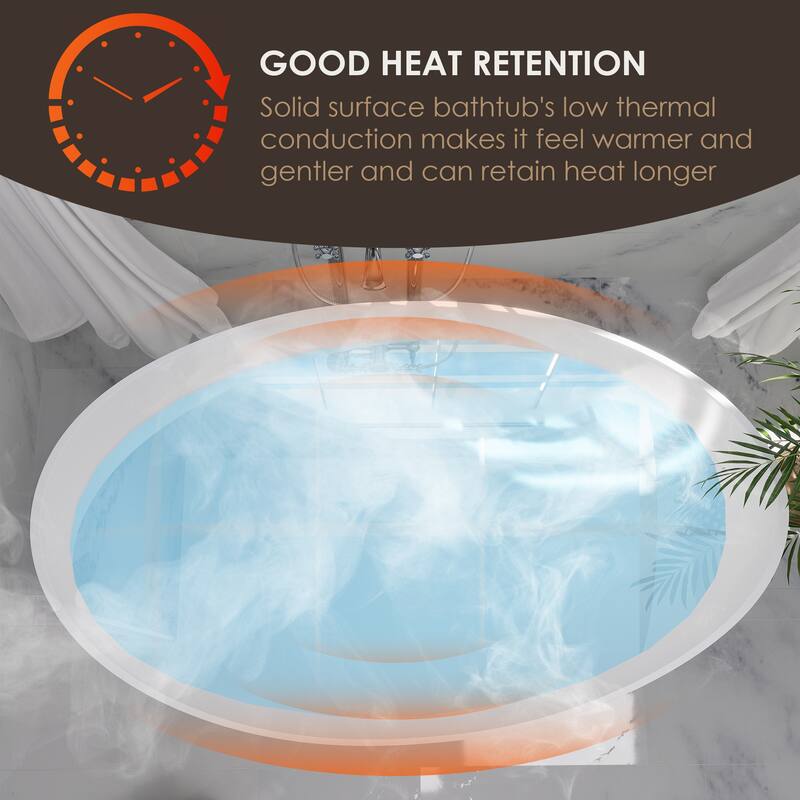 Vespa Solid Surface Soaking Bathtub with Drain