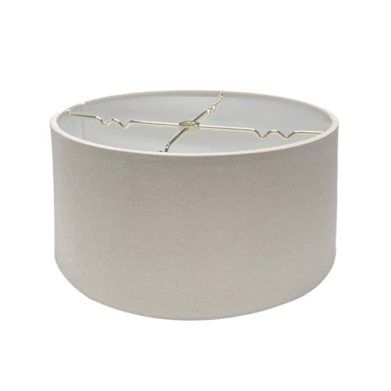 16x16x9 Hardback Shallow Drum Lampshade Light Oatmeal Linen Fabric - Black