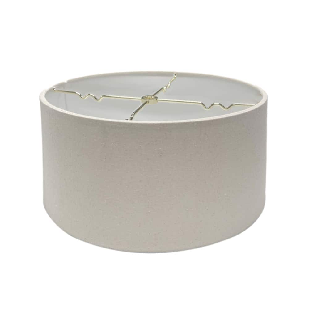16x16x9 Hardback Shallow Drum Lampshade Light Oatmeal Linen Fabric