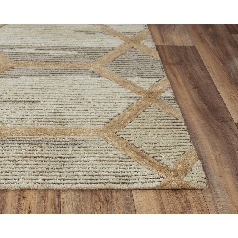 Alora Decor Honey Beige and Cream Geometric Hand-tufted Rug