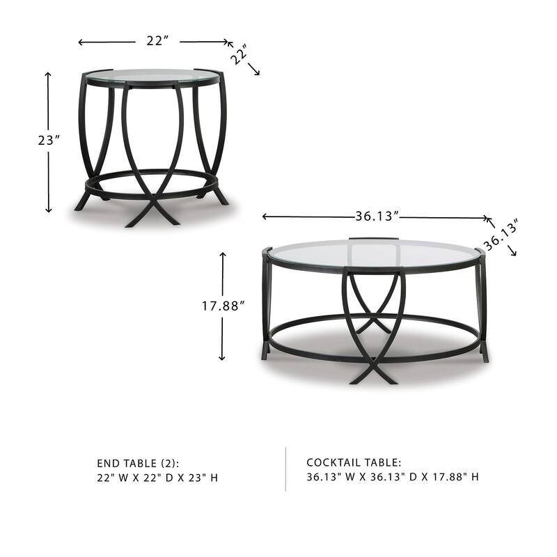 Tarrin Black 3-Piece Table Set