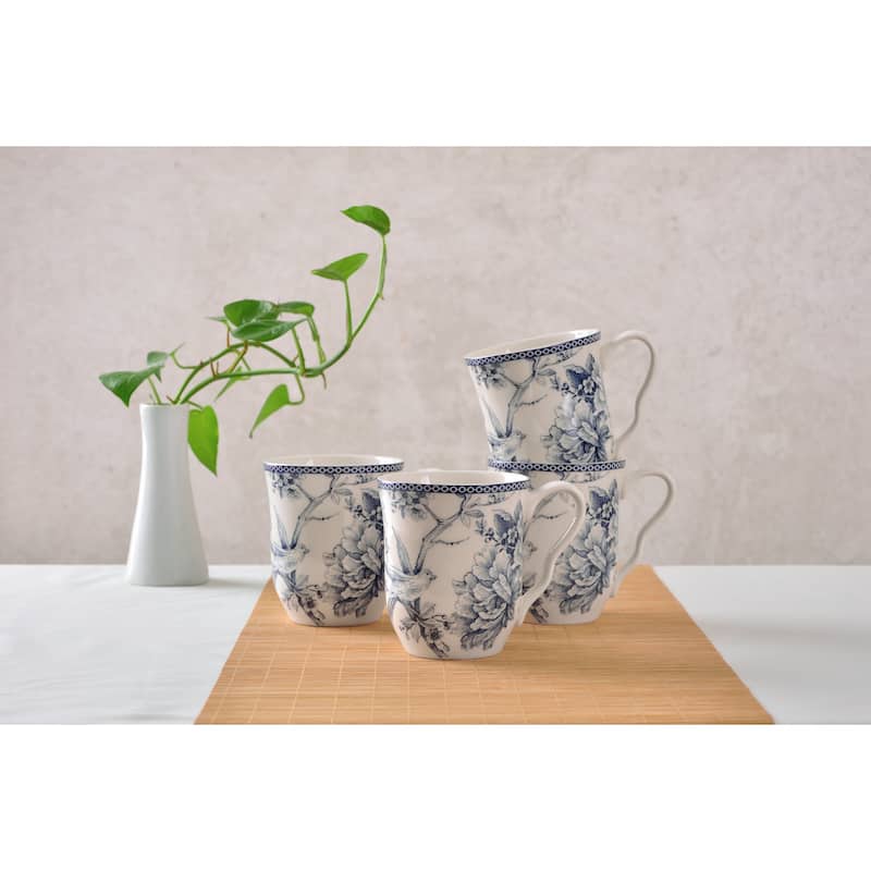 222 Fifth Adelaide Coffee Mugs, Set of 4 - Blue