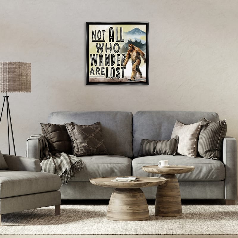Stupell Not All Who Wander Phrase Framed Floater Canvas Wall Art Design By Nicole DeCamp