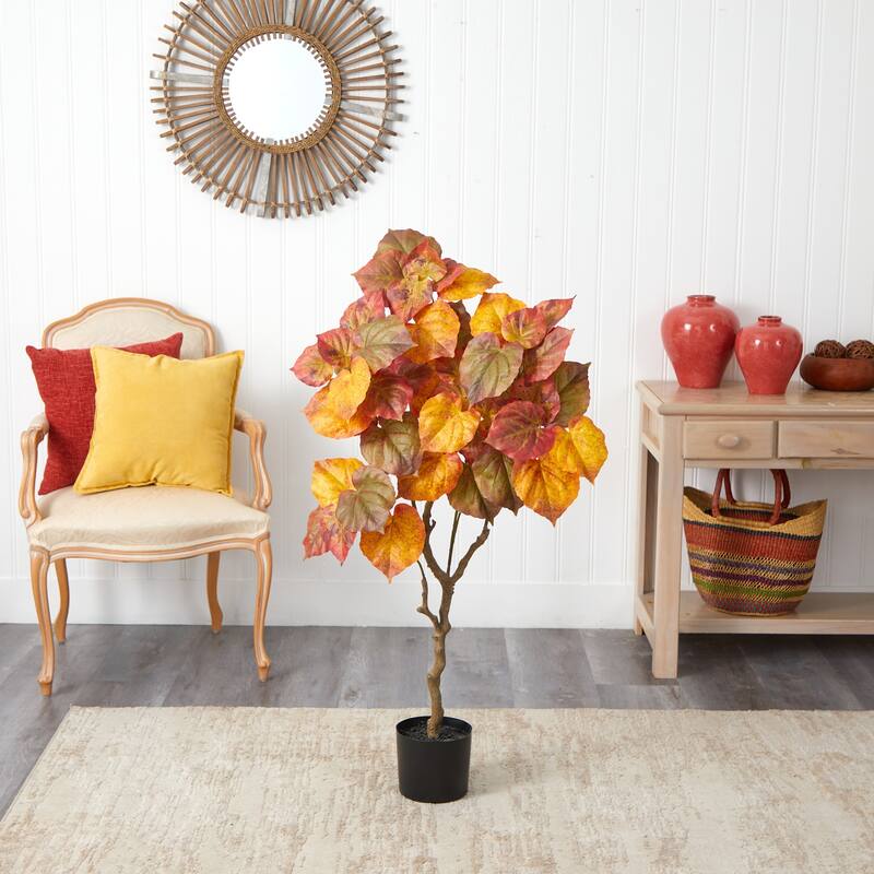 Fall Artificial Tree 4Ft Autumn Umbrella Tree Indoor Outdoor Decor - Green - 61 Inches and Over