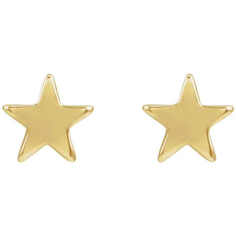 Curata 14k Yellow Gold 4x4mm Polished Star Stud Earrings