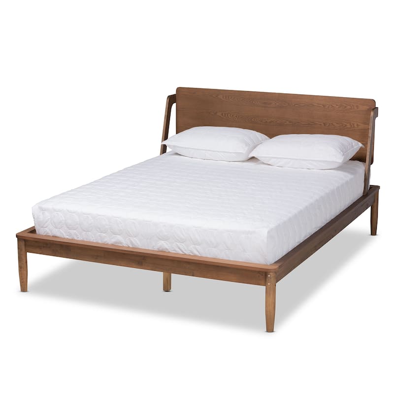 Sadler Mid-Century Ash Walnut Finish Wood Platform Bed - Walnut - King