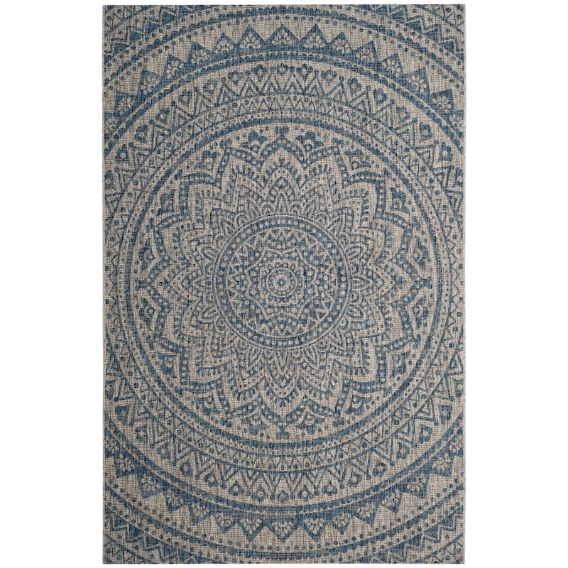 SAFAVIEH Courtyard Fran Mandala Indoor/ Outdoor Waterproof Patio Backyard Rug