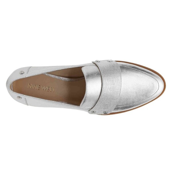 nine west silver loafers