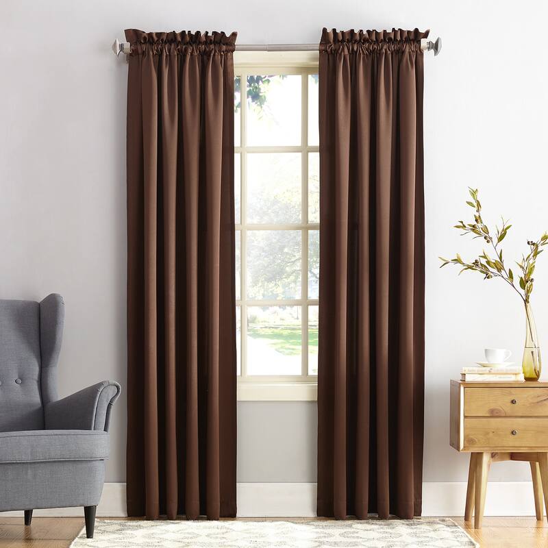 Porch & Den Inez Room Darkening Window Curtain Panel and Valance, Single Panel - 54 x 63 - Chocolate