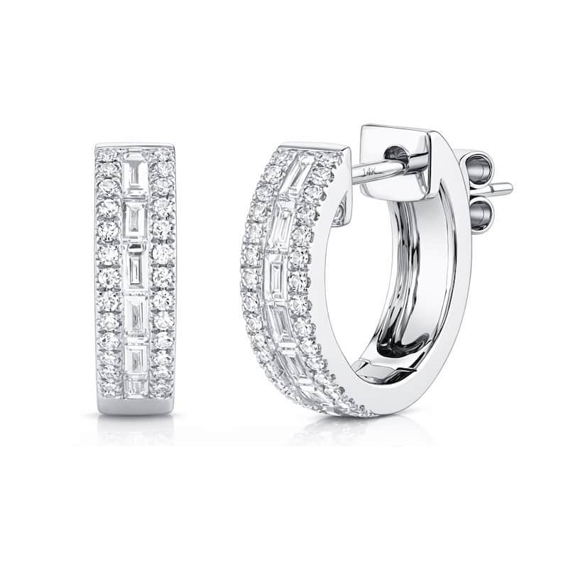 Auriya 14k Gold Lab Grown Diamond Fashion Hoop Earrings 1.30 ct. tw. (F-G VS) - White - White - 1.3