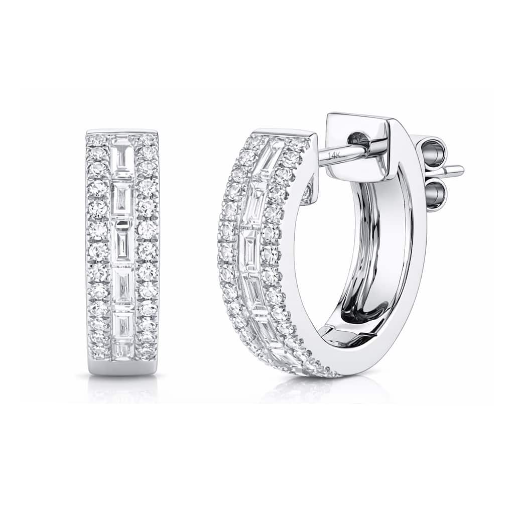 Auriya 14k Gold Lab Grown Diamond Fashion Hoop Earrings 1.30 ct. tw. (F-G VS) - White