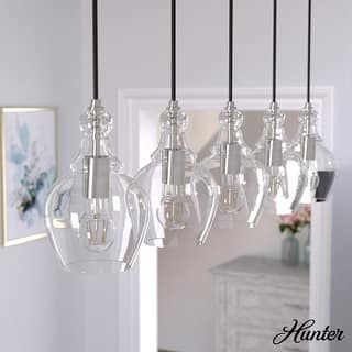 Hunter Maple Park 5 Light Linear Cluster Ceiling Light - Kitchen Island, Dining room, Modern Farmhouse, Contemporary - 42"