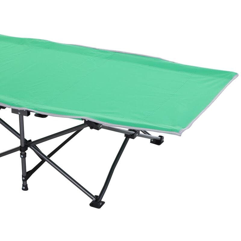 Outsunny Single Person Wide Folding Camping Cot Portable Outdoor Military Sleeping Bed, Green