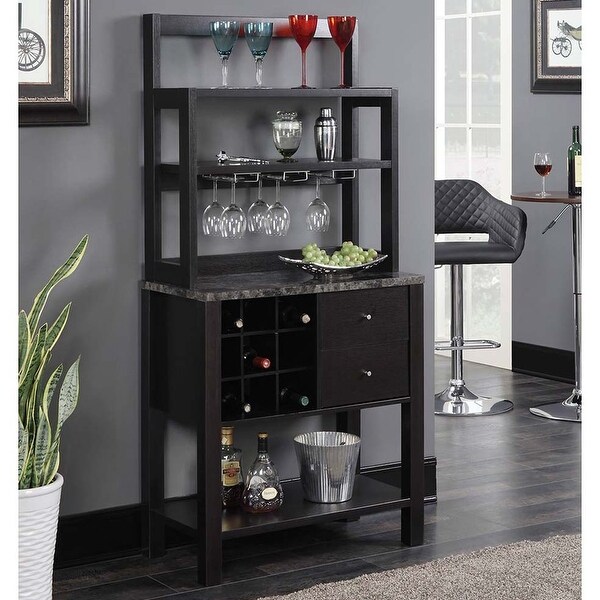 Copper Grove Helena 2 Drawer Serving Bar with Wine Rack and Shelves