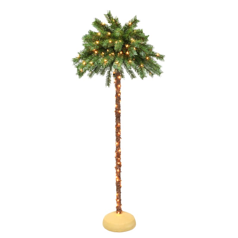 Puleo International 6 ft. Pre-Lit Palm Tree 150 Dual-Color LED Lights