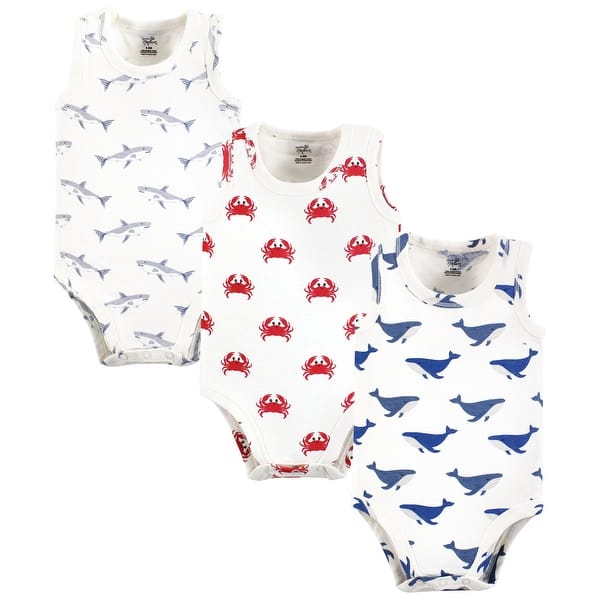 slide 1 of 1, Touched by Nature Boys Organic Cotton Sleeveless Bodysuits, Mystic Sea Creatures 18-24 Months - Mystic Sea Creatures
