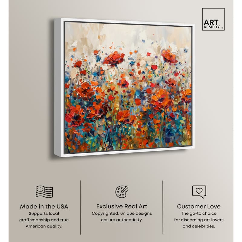 Art Remedy Beautiful Garden Bloom Framed Impressionism 1 Piece Canvas Wall Art /Monet And Van Gogh Inspired Art