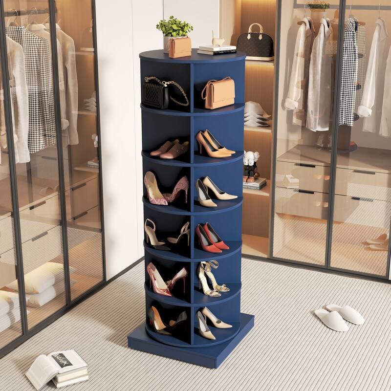Space-Saving 360-Degree Rotating Shoe Cabinet Rack Tower, 6 Layers for 24 Pairs, Stylish and Easy to Assemble for Entryway