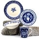 preview thumbnail 3 of 5, Euro Ceramica Blue Garden 16 Piece Dinnerware Set (Service for 4)