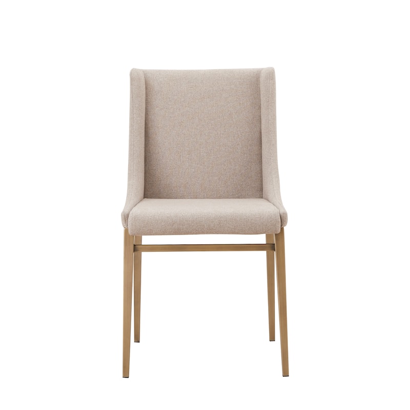 Modrest Mimi Contemporary Beige & Brass Dining Chair (Set of 2)