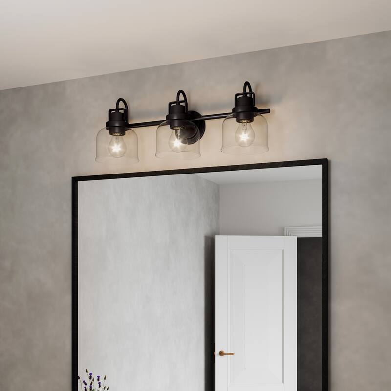 Brio Lighting Brighton Farmhouse 3-Light Dimmable Bathroom Vanity Light - Matte Black