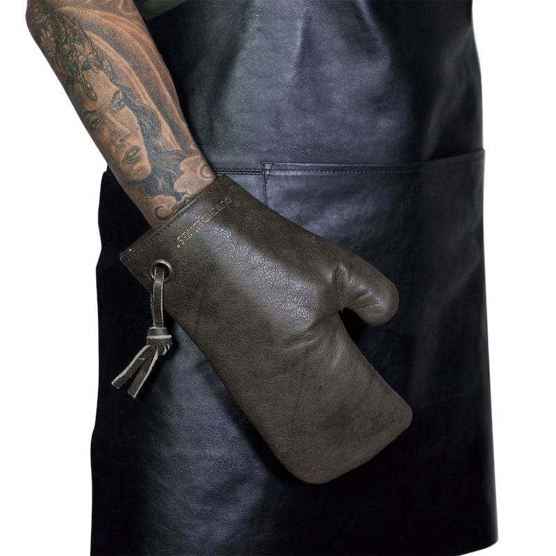 Oven Glove/Mitt Vintage Leather Grey