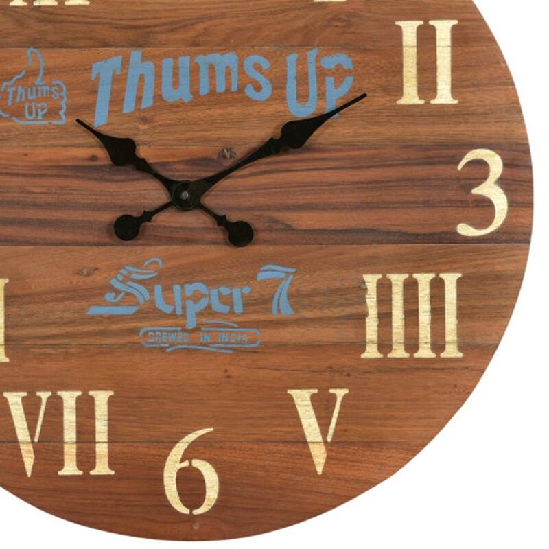 HomeRoots 24" Brown Solid Wood Silent Analog Round Wall Clock - 24' X '24' X '2