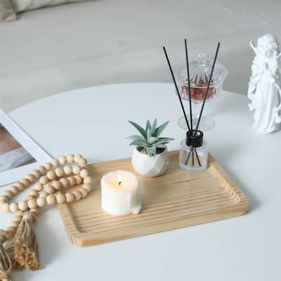 Kishen Ridge Rectangular Natural Wood Glossy Tray