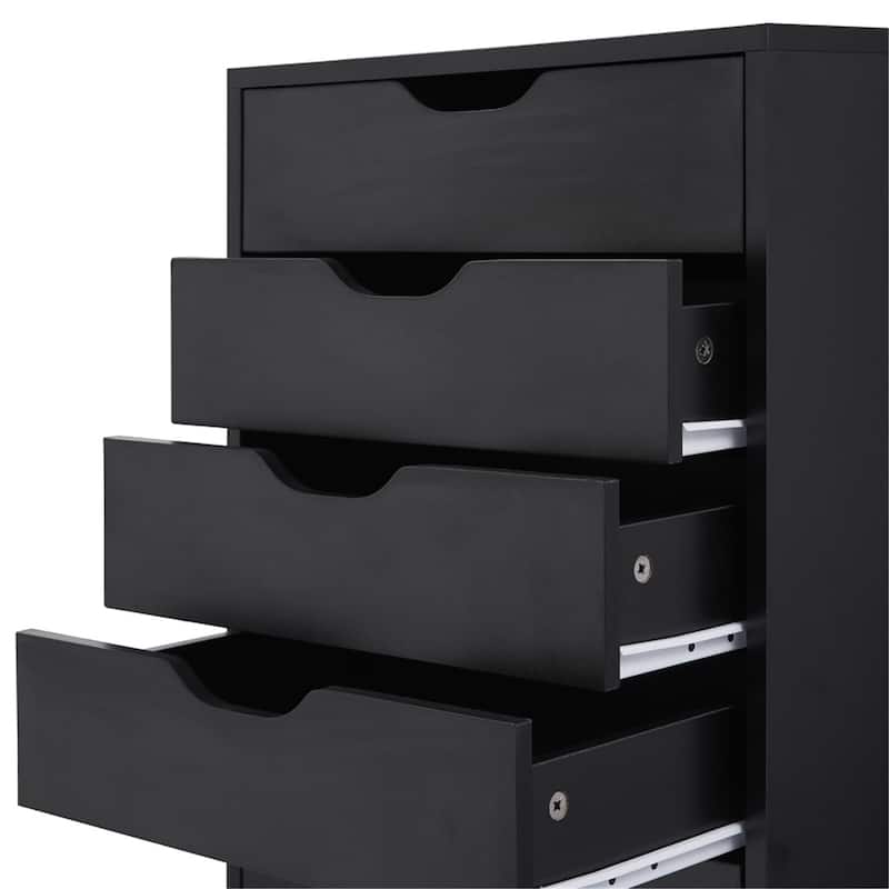 Sleek Modern Drawer Dresser Storage Cabinet with Grooved Drawer Pulls, Multipurpose Office File Storage Cabinet