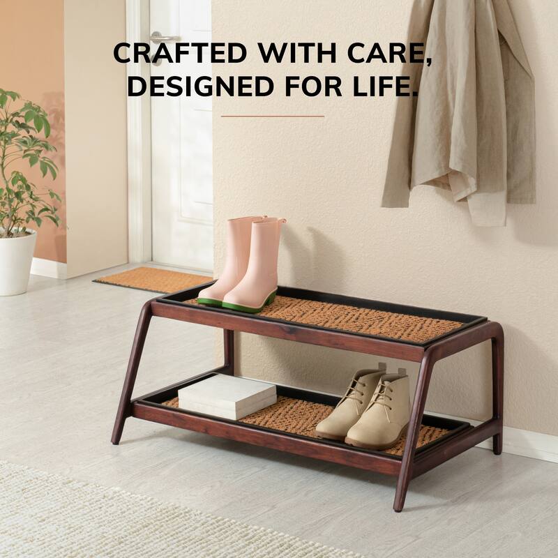 Jani Double-Tier Brown Stand 3-Pair Rubber Boot Trays