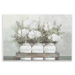 Wandbild „Thankful Grateful Blessed“ Mit Hortensien, Gerahmt In Grau – 28,9 X 35,6 Cm