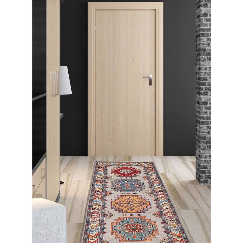 ECARPETGALLERY Hand-knotted Uzbek Ghazni Grey Wool Rug - 2'9 x 9'9