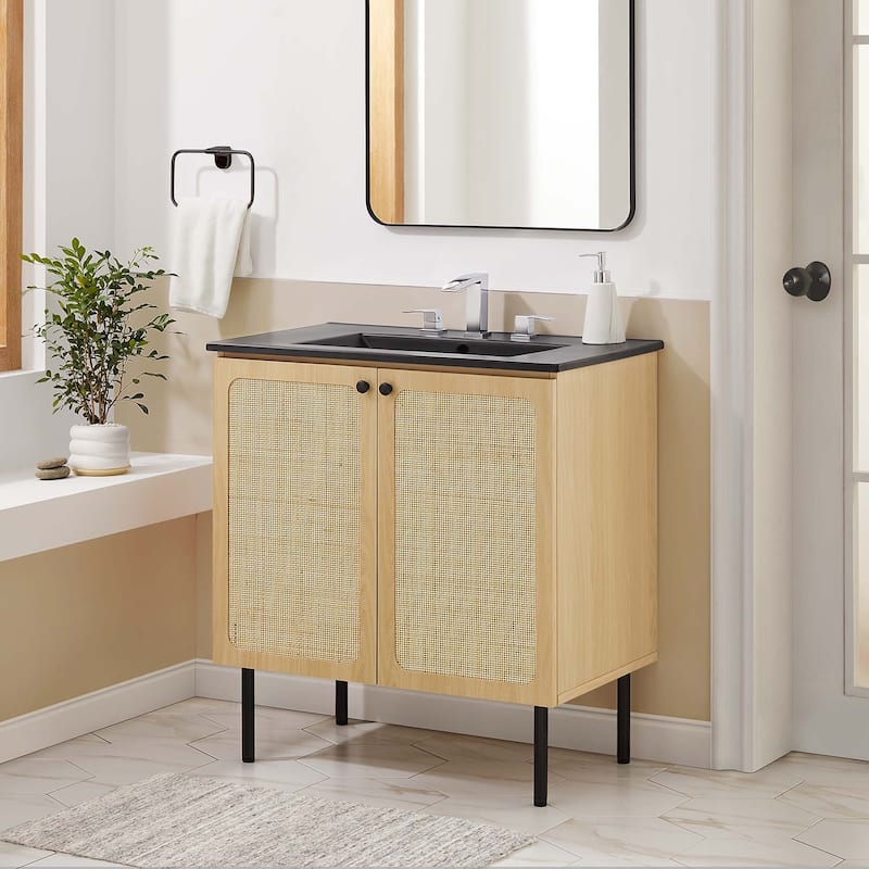 Chaucer Bathroom Vanity with Black Basin Included - Oak Black - 30"