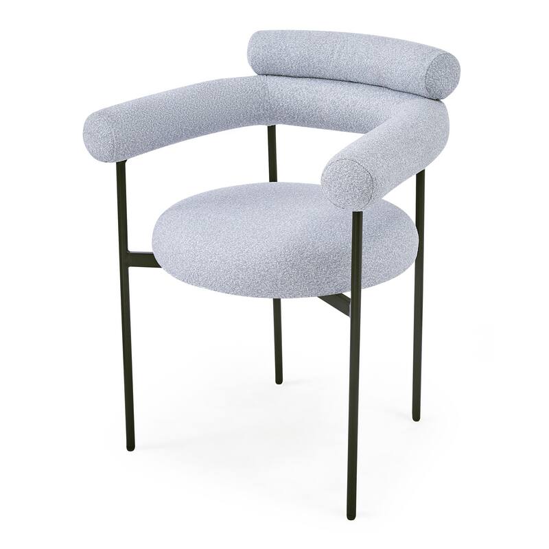 Grey Set of 2 Upholstered Armchair Dining Chairs Barrel Chair