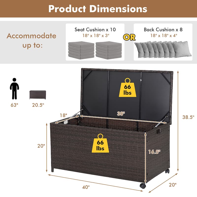Costway 50 Gallon Patio Rattan Wicker Storage Deck Box Container - See Details