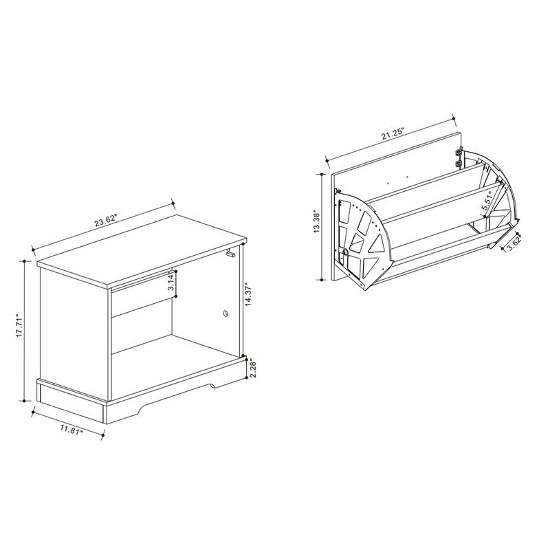Flip-Drawer Shoe Bench with Adjustable Shelf
