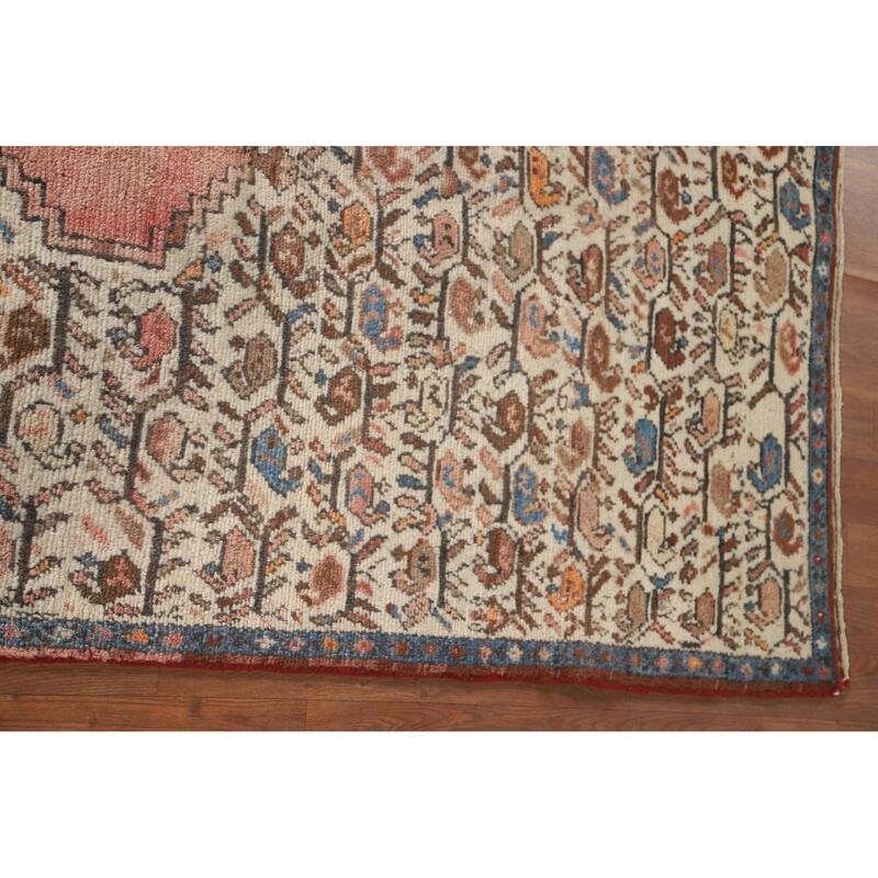 Tribal Geometric Hamedan Persian Accent Rug Hand-Knotted Wool Carpet - 3'5" x 6'4"