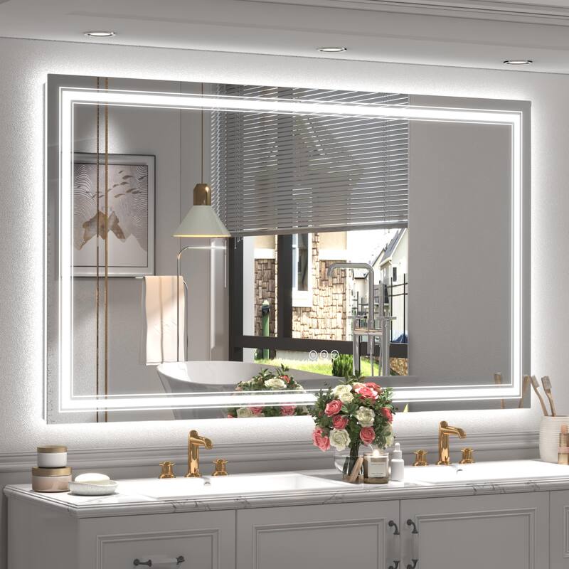 60x36 Inch Frameless LED Bathroom Mirror,Smart Mirror - White