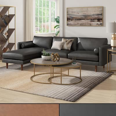 Oana Mid-Century Faux Leather Sectional Sofa by iNSPIRE Q Modern