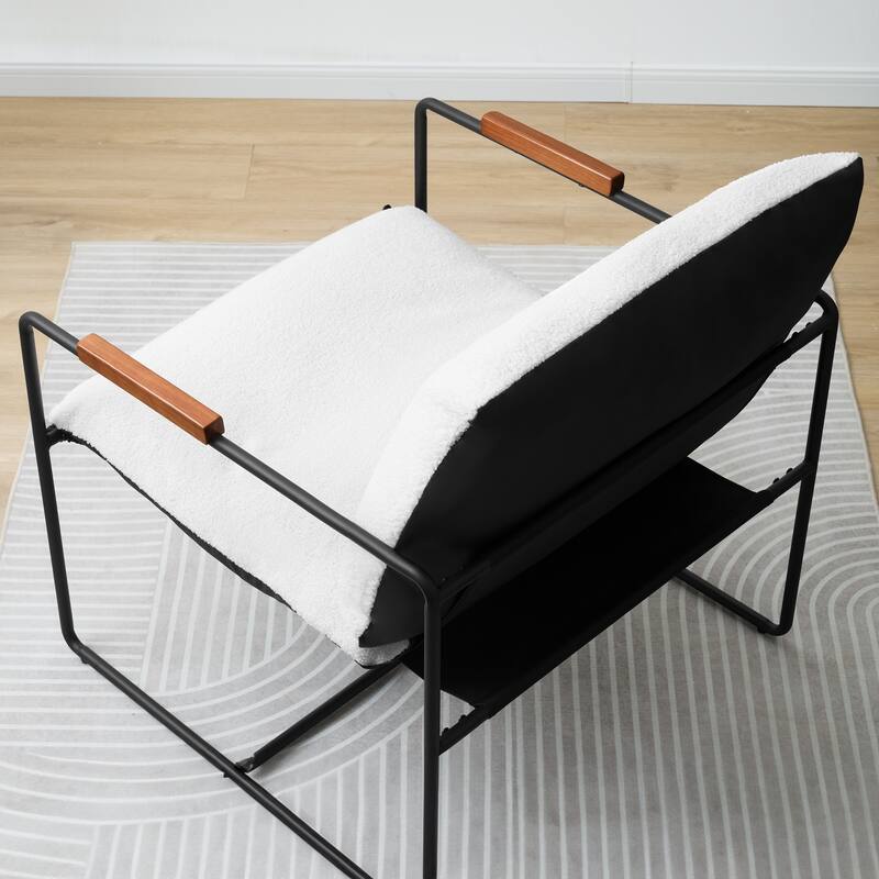 Accent Chair with Detachable Double-sided Cushion, Modern Upholstered Armchair with Metal Frame - 25.2'' H X 30.3'' W X 30.3'' D